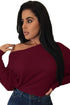 Red Off Shoulder Lightweight Chunky Sweater
